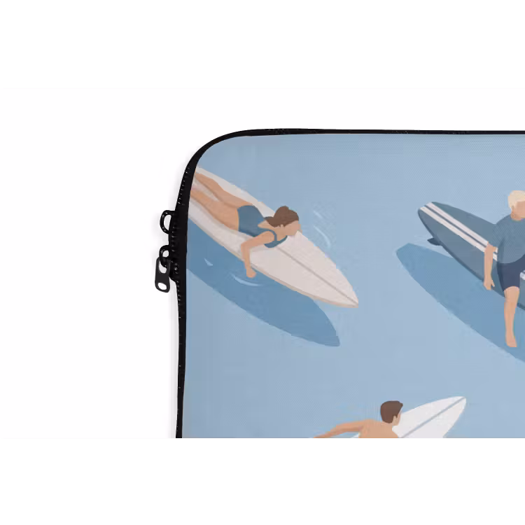 Mensen - Surfen - Water - Zomer - Illustratie laptophoes neopreen klein -detail