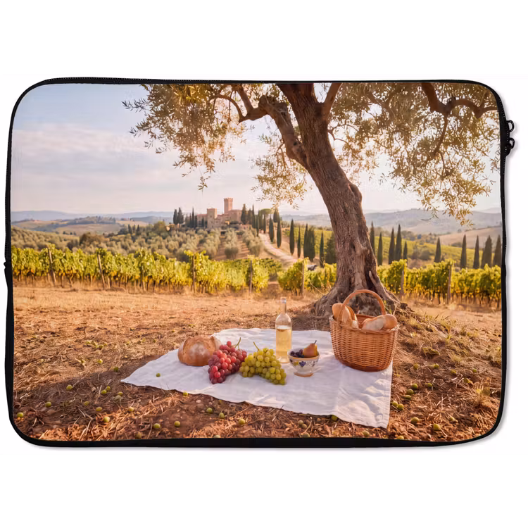 Picknick - Wijngaard - Landschap - Zomer - Eten laptophoes neopreen klein -zkaufland3dotto