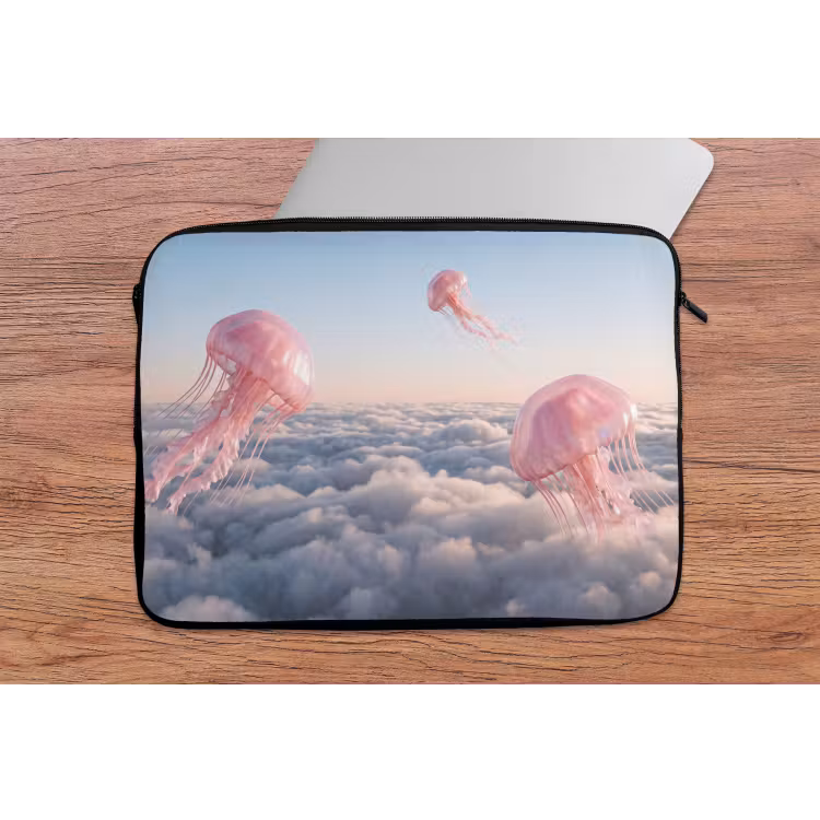 Laptop Sleeve - Pink Animal - Clouds - Roze dier - Wolken laptophoes neopreen klein