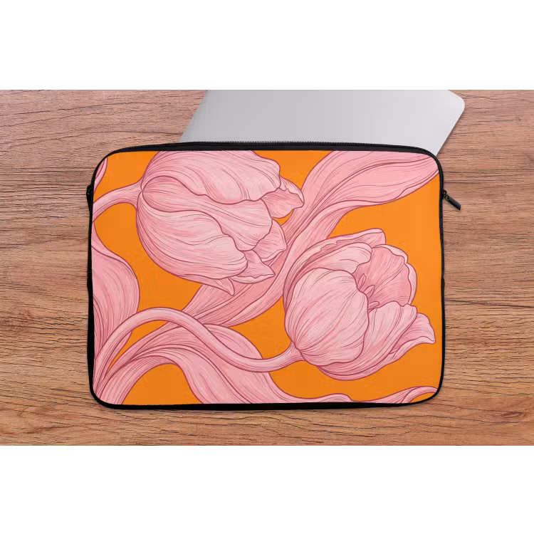 Laptop Sleeve - Pink Flowers - Modern - Roze bloemen - Modern laptophoes neopreen klein