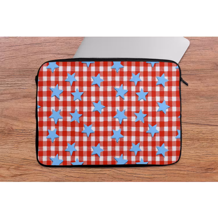 Ruit - Sterren - Rood laptophoes neopreen klein 279 -tafel