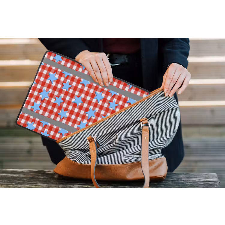 Ruit - Sterren - Rood laptophoes neopreen klein 279 -tas