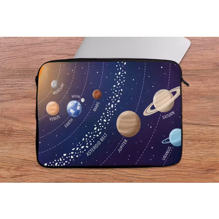 Planetenstelsel - Ruimte - Illustratie laptophoes neopreen klein -tafel