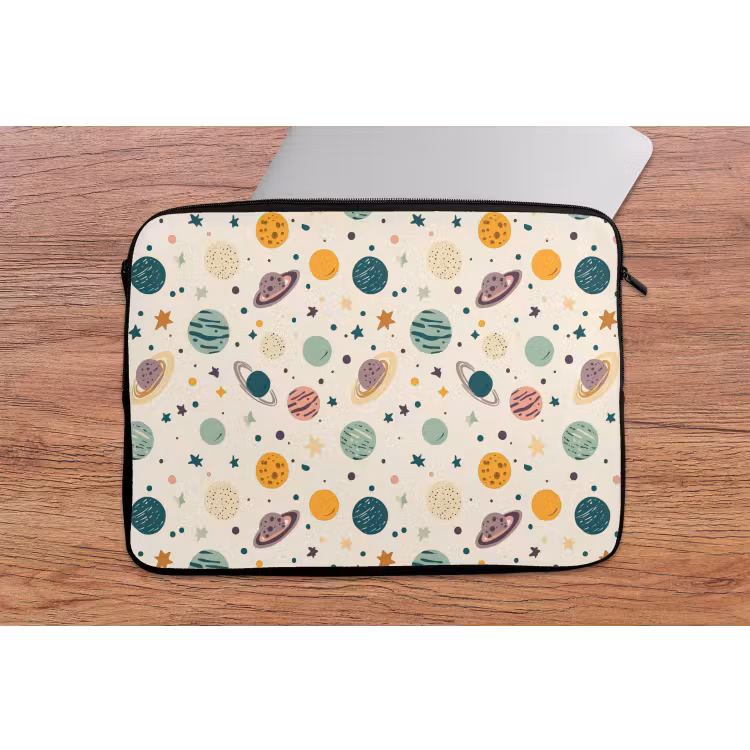 Planeten - Retro - Kleurrijk laptophoes neopreen klein 279 -tafel