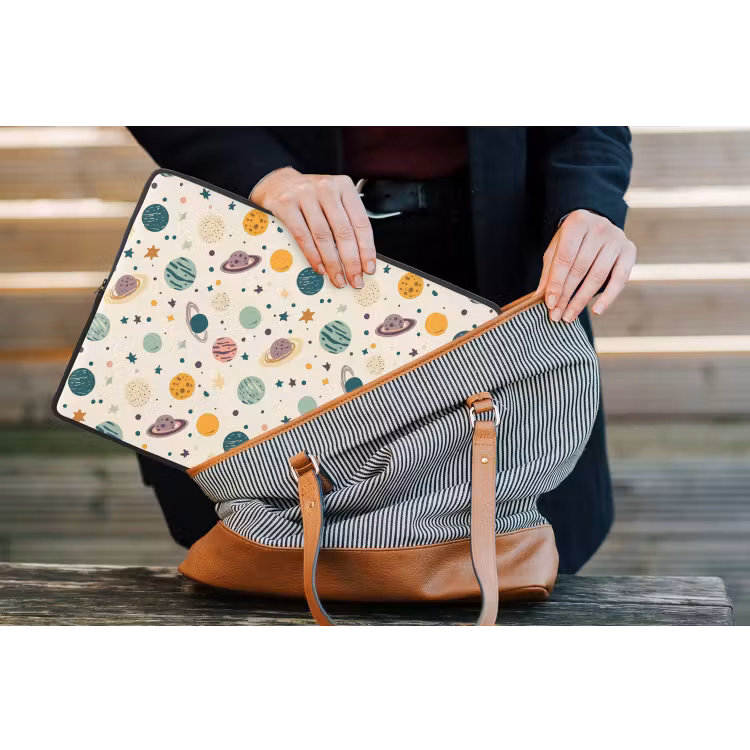 Planeten - Retro - Kleurrijk laptophoes neopreen klein 279 -tas