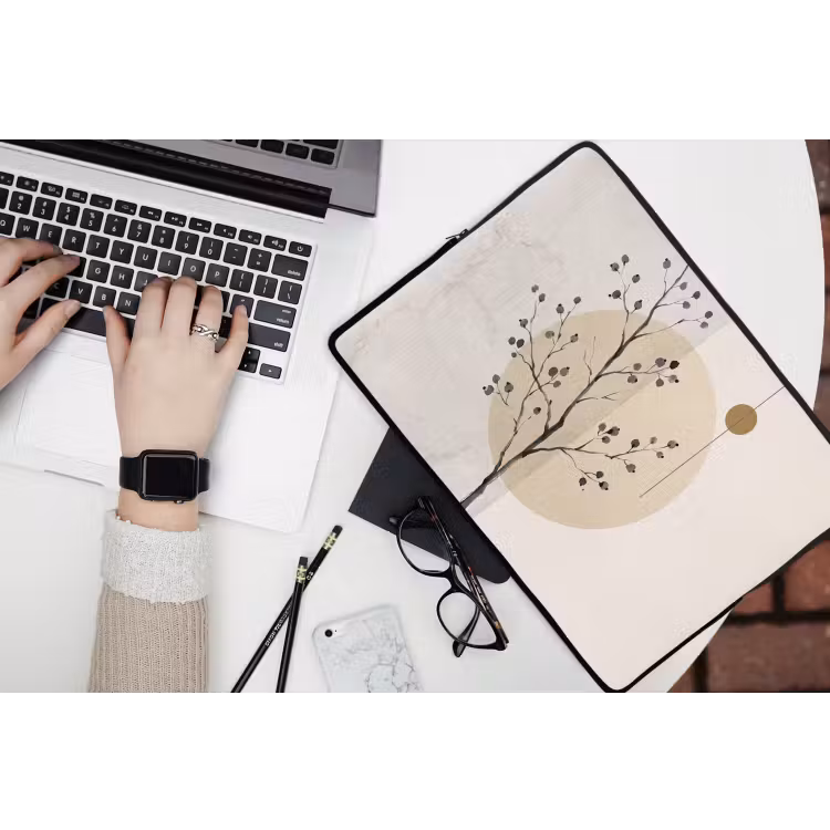 Laptop Sleeve - Plant - Abstract - Beige - Plant - Abstract - Beige laptophoes neopreen klein