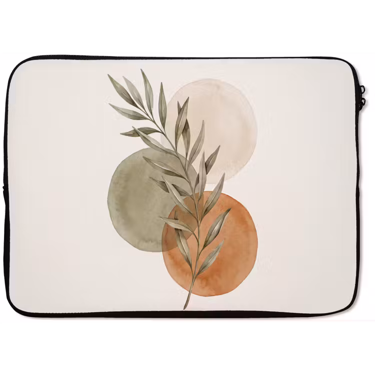 Laptop Sleeve - Plant - Circles - Abstract - Plant - Cirkels - Abstract laptophoes neopreen klein
