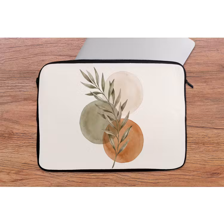 Laptop Sleeve - Plant - Circles - Abstract - Plant - Cirkels - Abstract laptophoes neopreen klein