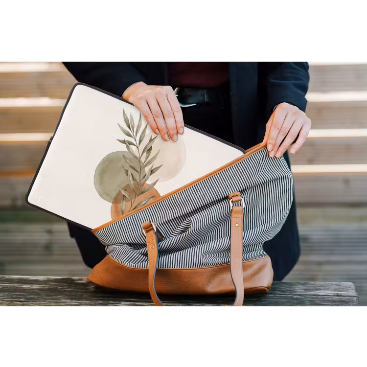 Laptop Sleeve - Plant - Circles - Abstract - Plant - Cirkels - Abstract laptophoes neopreen klein