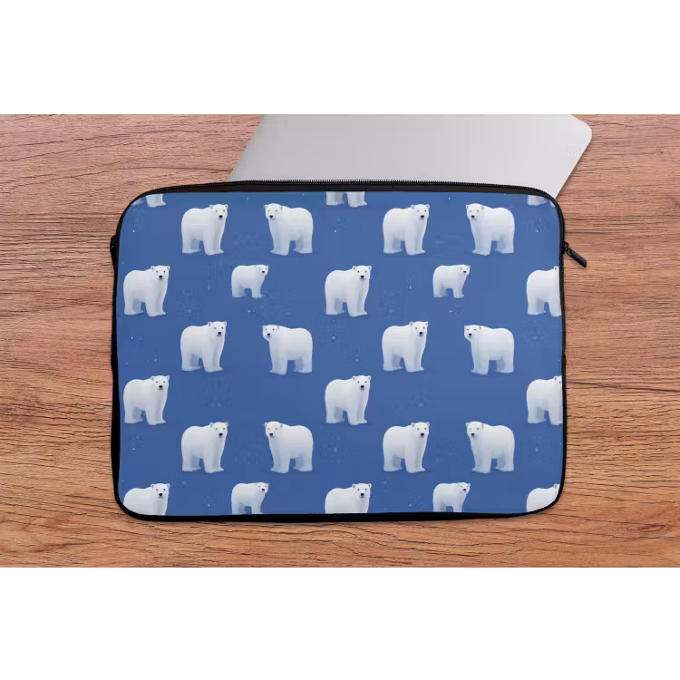 IJsbeer - Patroon - Blauw laptophoes neopreen klein 279 -tafel