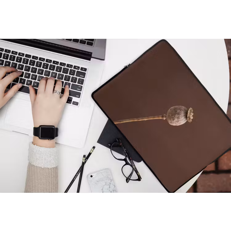 Papaverbol - Droogbloem - Bruin - Minimalistisch laptophoes neopreen klein -bureau