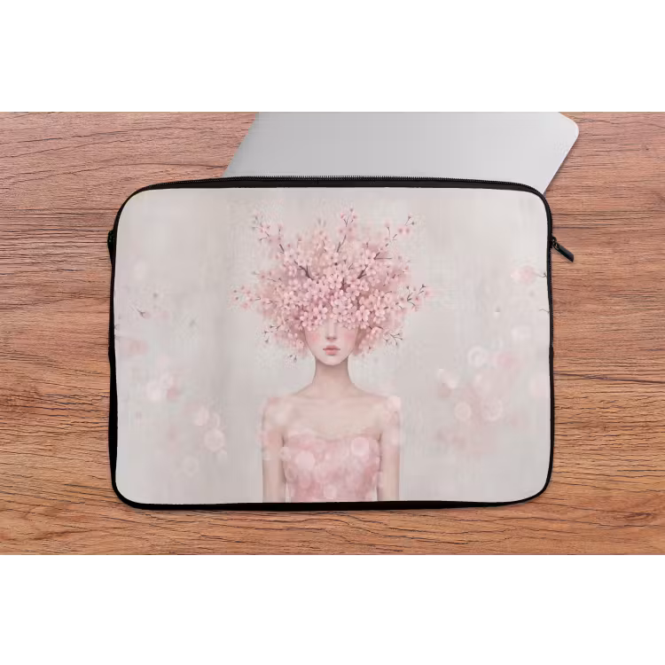 Portret - Kersenbloesem - Roze laptophoes neopreen klein -tafel