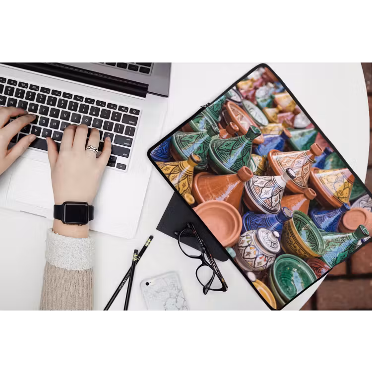 Laptop Sleeve - Pottery - Colorful - Pattern - Aardewerk - Kleurrijk - Patroon laptophoes neopreen klein
