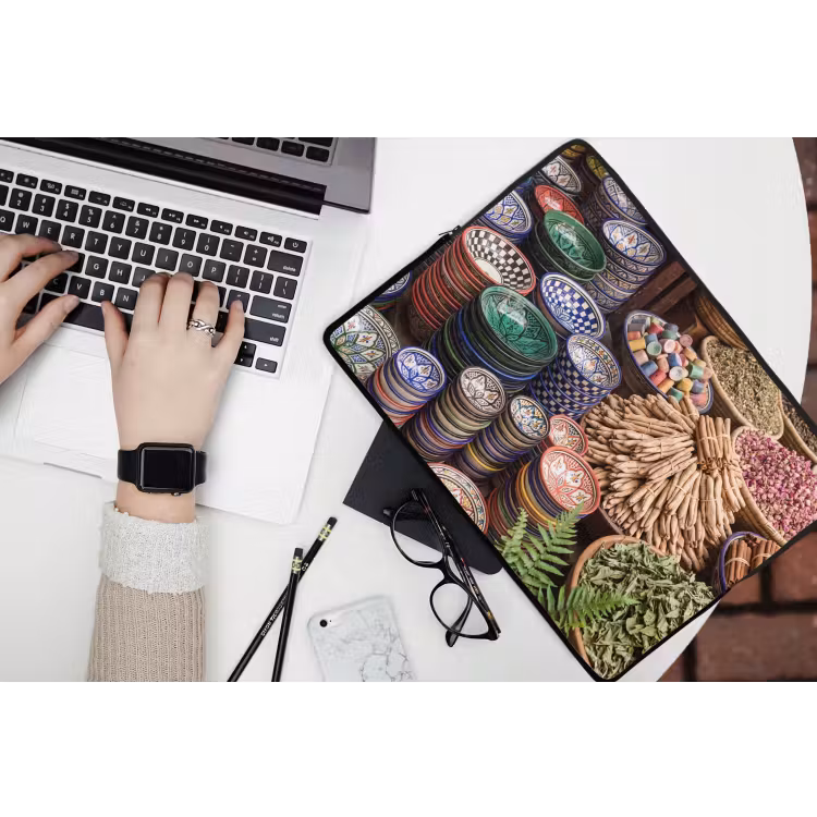 Laptop Sleeve - Pottery - Oriental - Colorful - Aardewerk - Oosters - Kleurrijk laptophoes neopreen klein