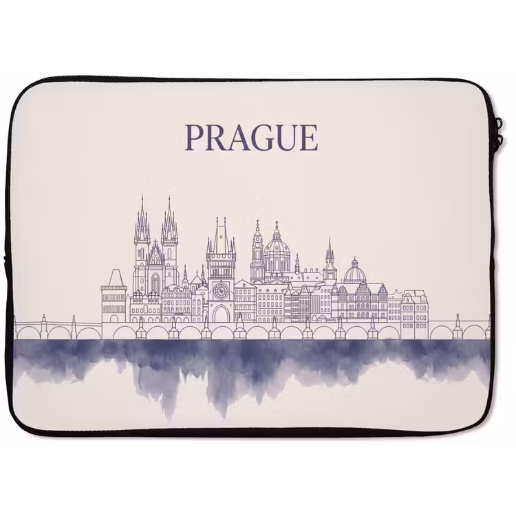 Praag - Skyline - Architectuur - Blauw laptophoes neopreen klein -zkaufland3dotto