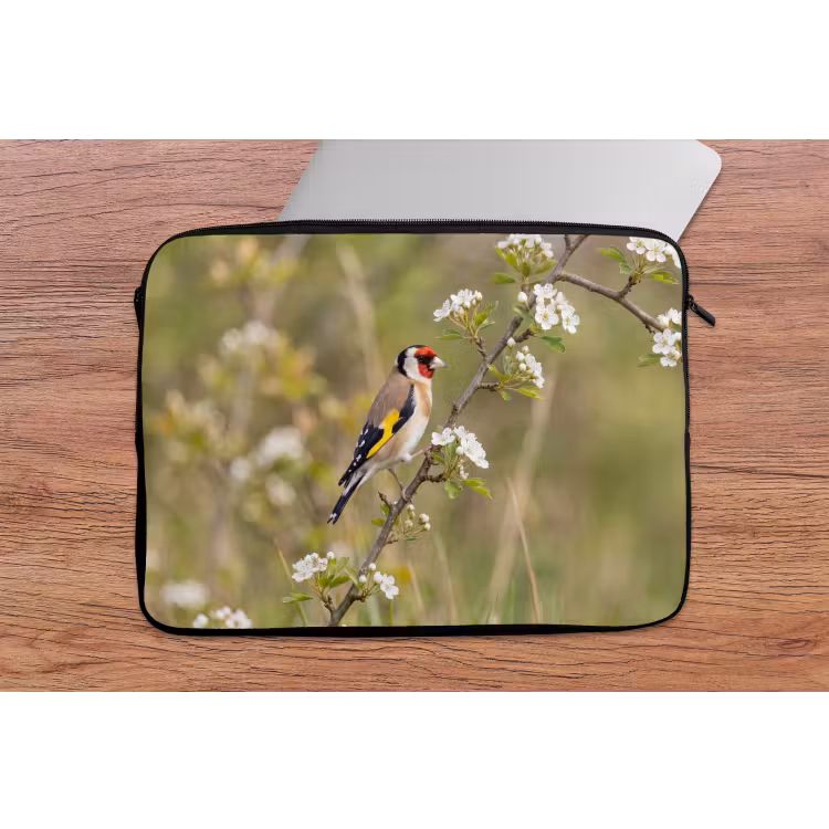 Putter - Bloesem - Lente - Natuur - Kleurrijk laptophoes neopreen klein -tafel