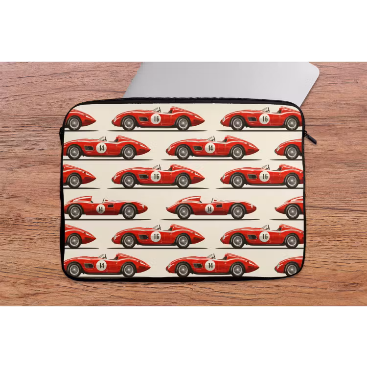 Raceauto - Retro - Rood laptophoes neopreen klein 279 -tafel