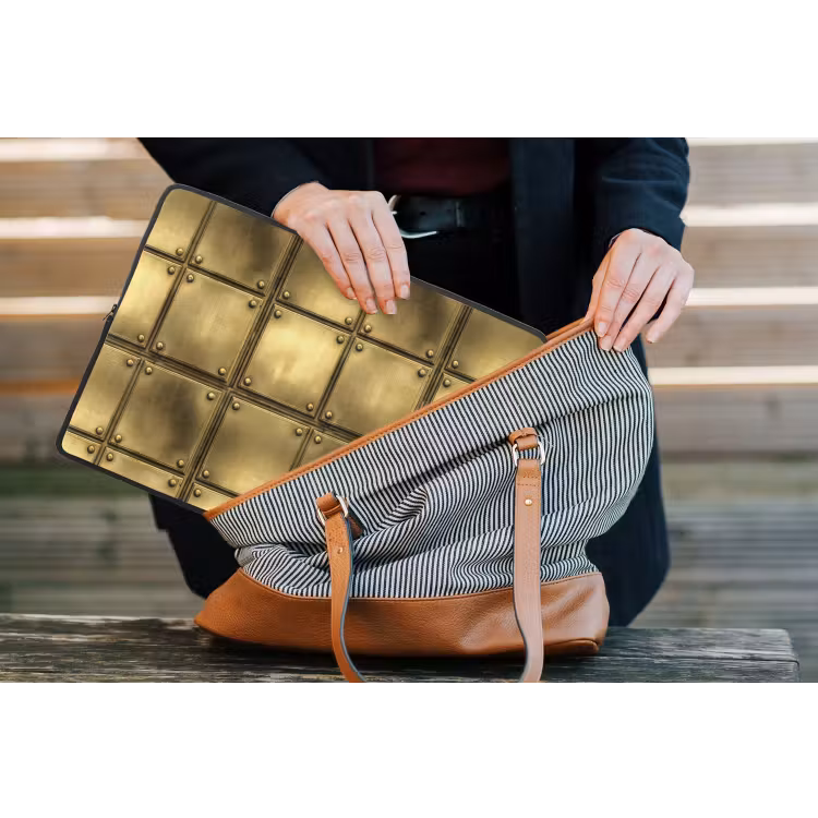 Platen - Industrieel - Stoer - Goud laptophoes neopreen klein 279 -tas