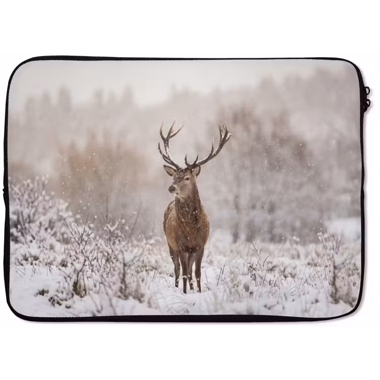 Edelhert - Bos - Sneeuw - Winter - Majestueus laptophoes neopreen klein -zkaufland3dotto
