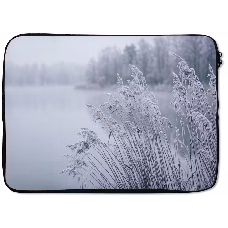 Riet - Bevroren - Winter - Natuur laptophoes neopreen klein -zkaufland3dotto