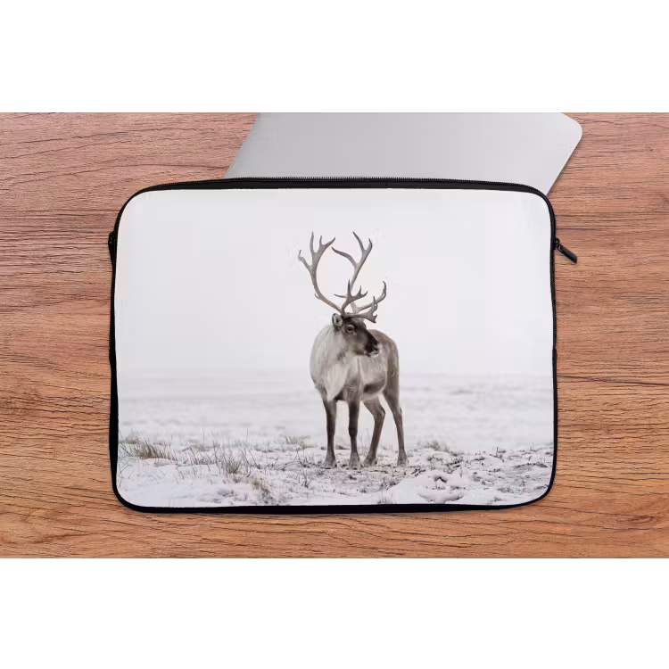 Rendier - Gewei - Sneeuw - Winter laptophoes neopreen klein -tafel