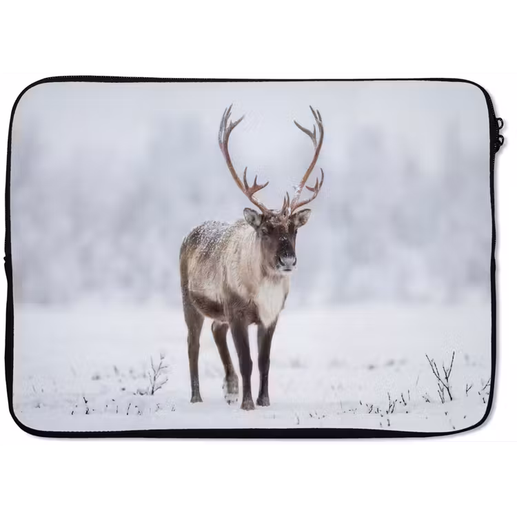 Rendier - Gewei - Toendra - Sneeuw - Wild laptophoes neopreen klein -zkaufland3dotto
