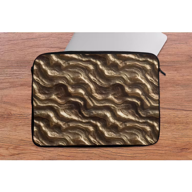 Reliëf - Golven - Abstract - Bronsgoud laptophoes neopreen klein 279 -tafel