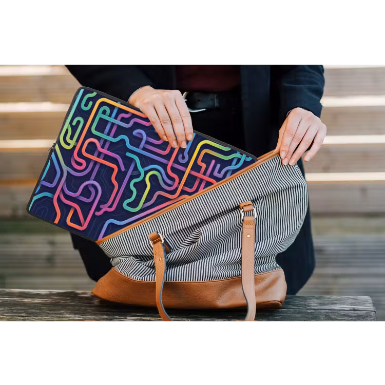Retro - Abstract - Neon laptophoes neopreen klein -tas