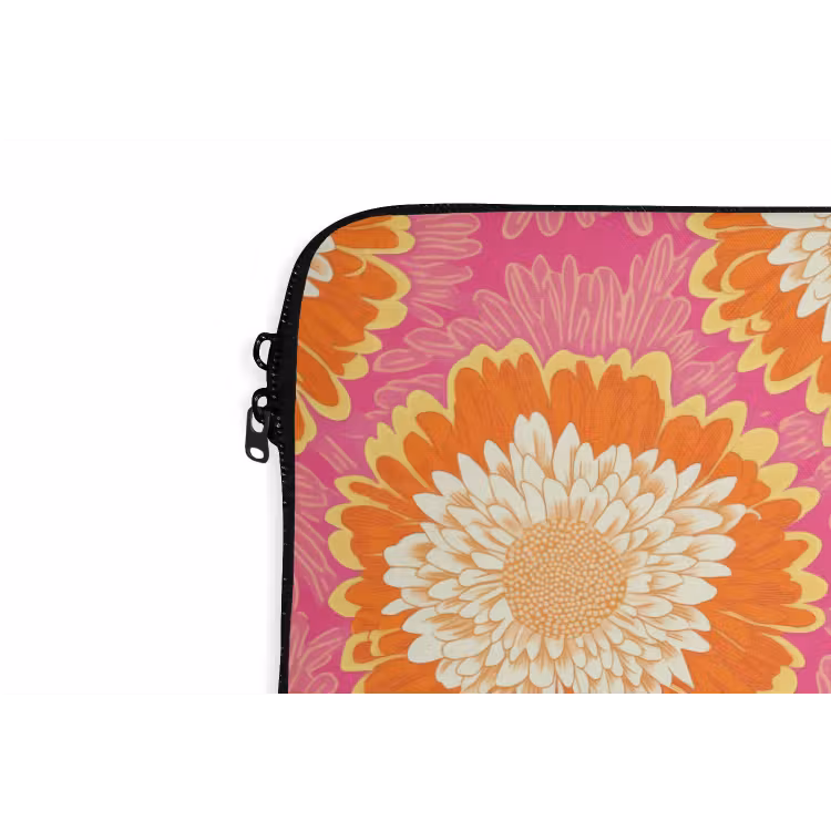 Retro - Bloemen - Kleurrijk laptophoes neopreen klein 279 -detail