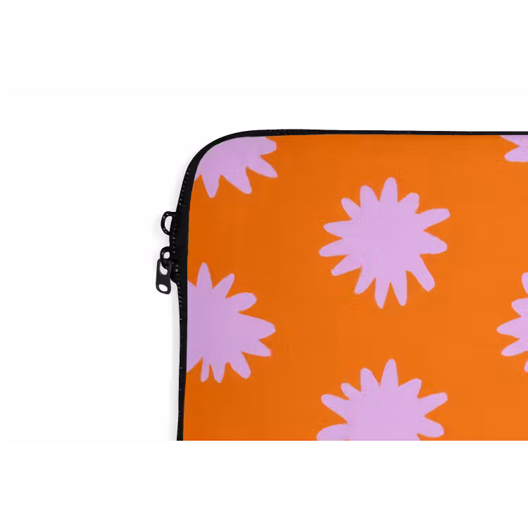 Retro - Bloemen - Oranje laptophoes neopreen klein 279 -detail