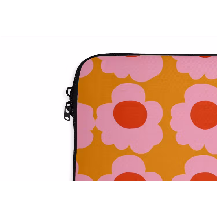 Retro - Bloemen - Roze laptophoes neopreen klein 279 -detail