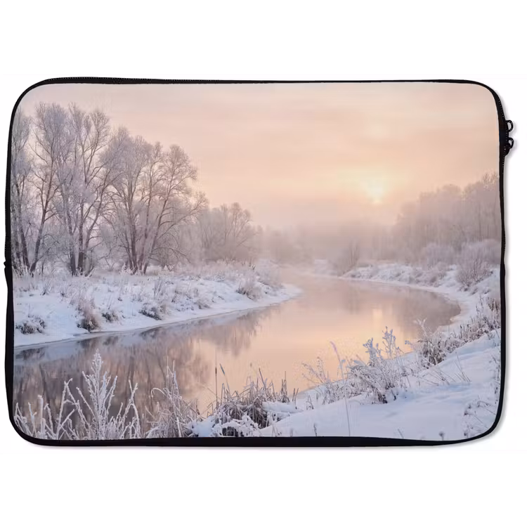 Rivier - Winter - Landschap - Sneeuw - Zonsopgang laptophoes neopreen klein -zkaufland3dotto