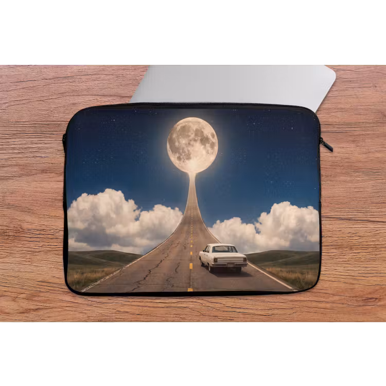 Laptop Sleeve - Road - Moon - Night - Weg - Maan - Nacht laptophoes neopreen klein