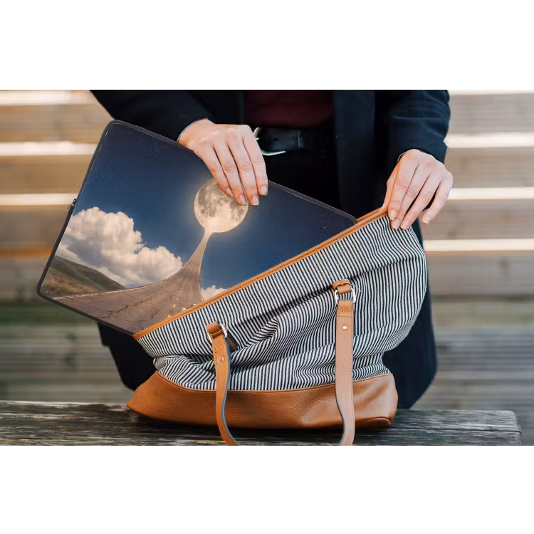 Laptop Sleeve - Road - Moon - Night - Weg - Maan - Nacht laptophoes neopreen klein