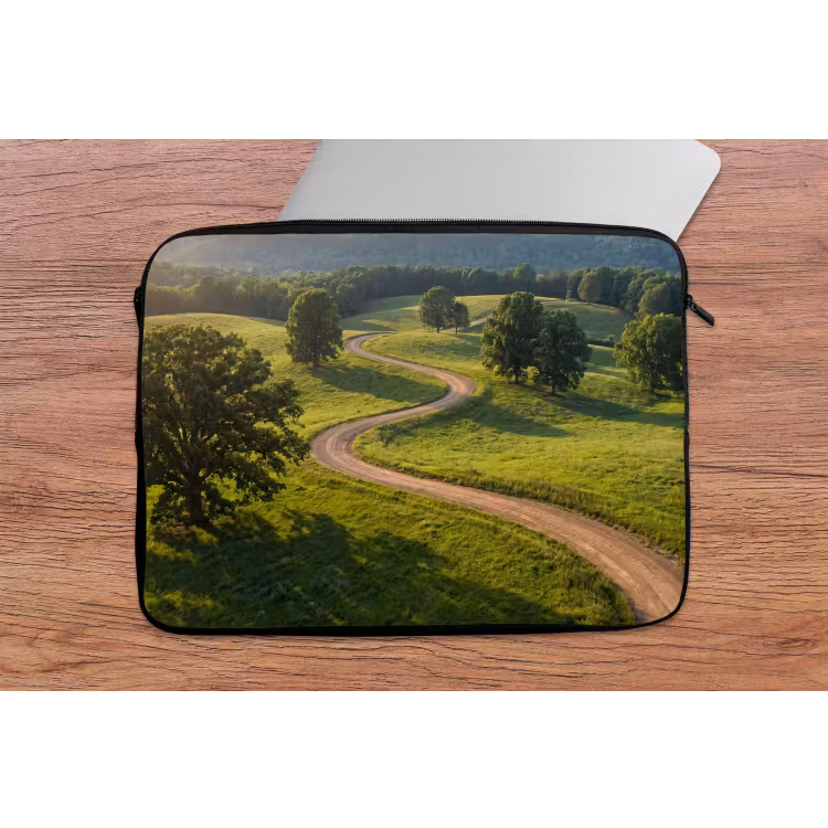 Weg - Weide - Natuur - Groen laptophoes neopreen klein -tafel