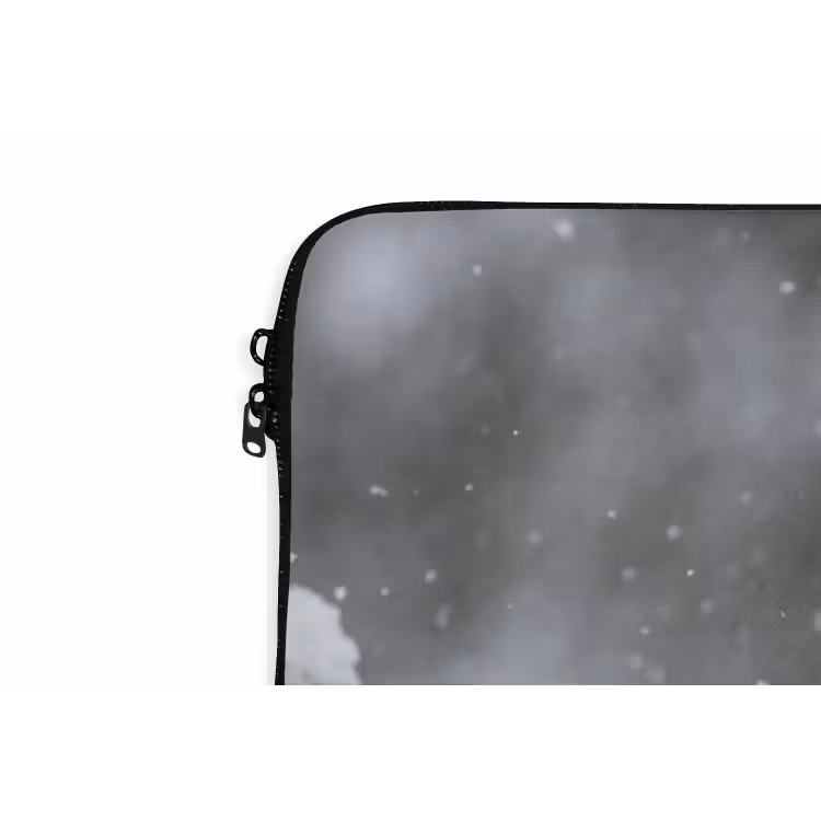 Roodborstje - Gedroogde bloem - Sneeuw - Winter - Vertederend laptophoes neopreen klein -detail