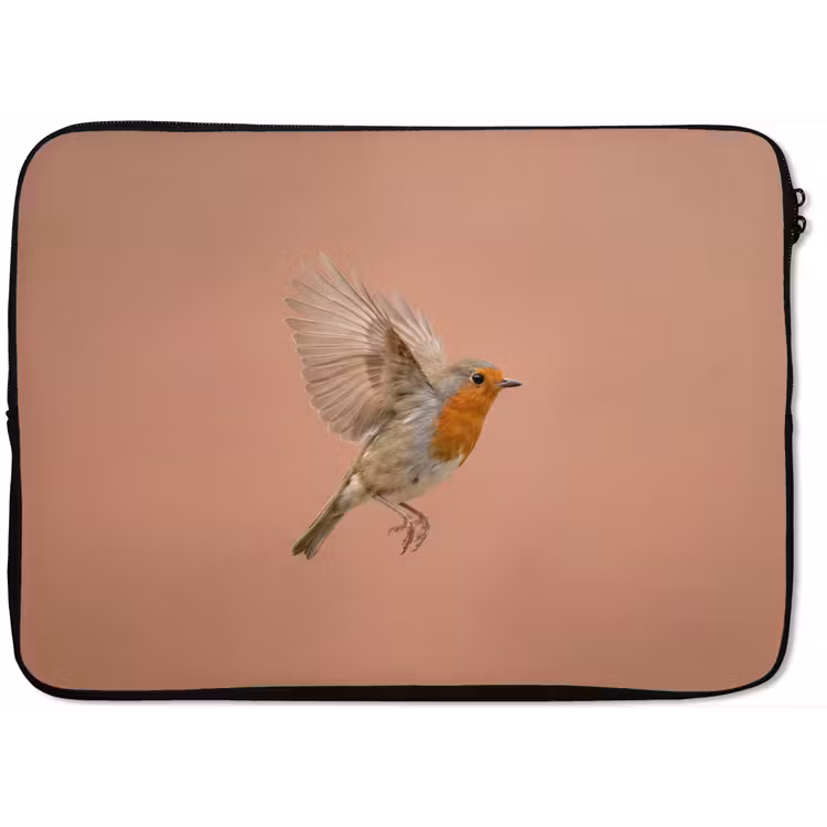 Roodborst - Natuur - Roze laptophoes neopreen klein -zkaufland3dotto