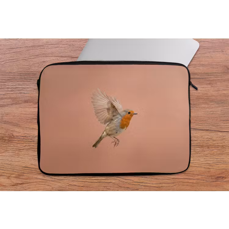 Roodborst - Natuur - Roze laptophoes neopreen klein -tafel