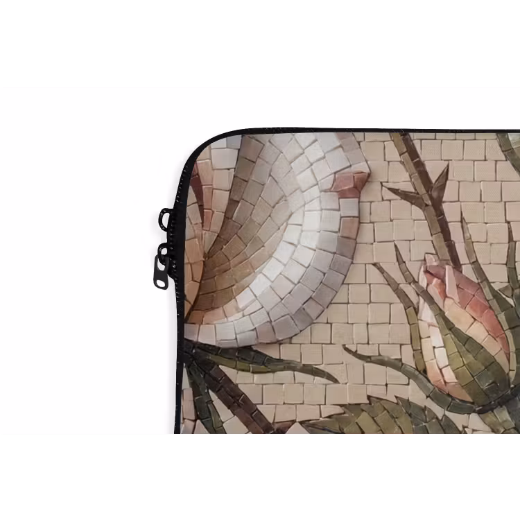 Roos - Mozaïek - Bloemen - Klassiek - Beige laptophoes neopreen klein -detail