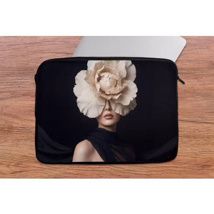 Roos - Tijdloos - Zwart laptophoes neopreen klein -tafel
