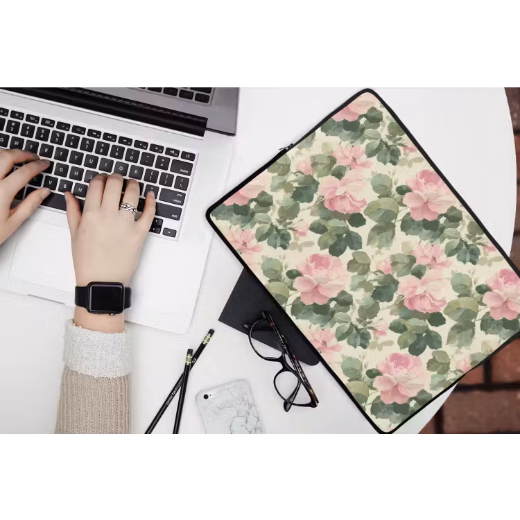 Rozen - Botanisch - Roze laptophoes neopreen klein 279 -bureau