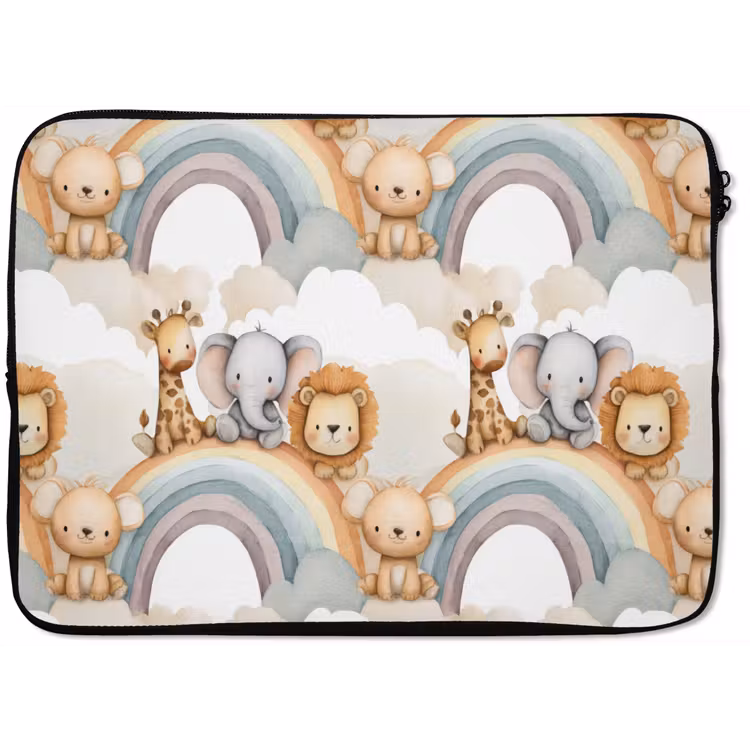 Safari - Regenboog - Kleurrijk laptophoes neopreen klein 279 -zkaufland3dotto