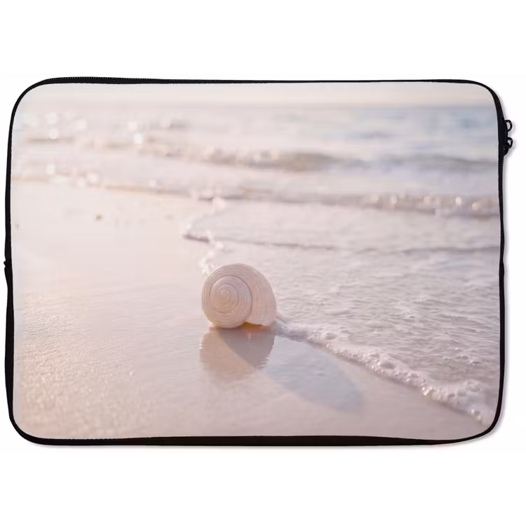 Zeeschelp - Strand - Zee - Natuur - Beige laptophoes neopreen klein -zkaufland3dotto