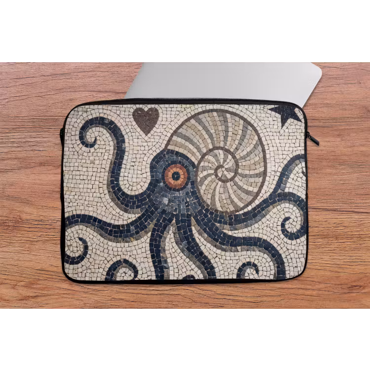 Zeeleven - Mozaïek - Kunst - Vintage - Beige laptophoes neopreen klein -tafel