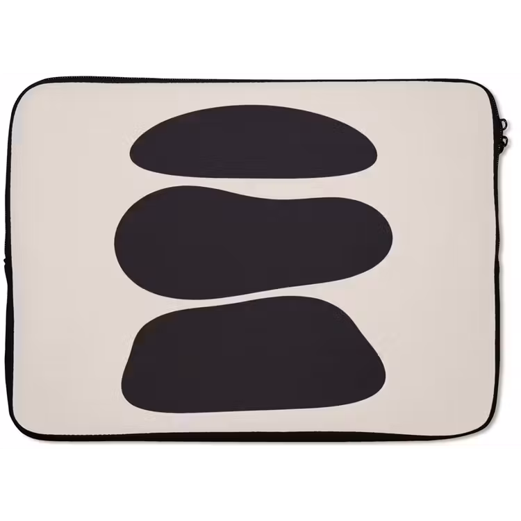 Laptop Sleeve - Shapes - Organic - Black - Vormen - Organisch - Zwart laptophoes neopreen klein