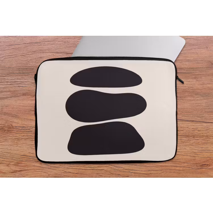 Laptop Sleeve - Shapes - Organic - Black - Vormen - Organisch - Zwart laptophoes neopreen klein