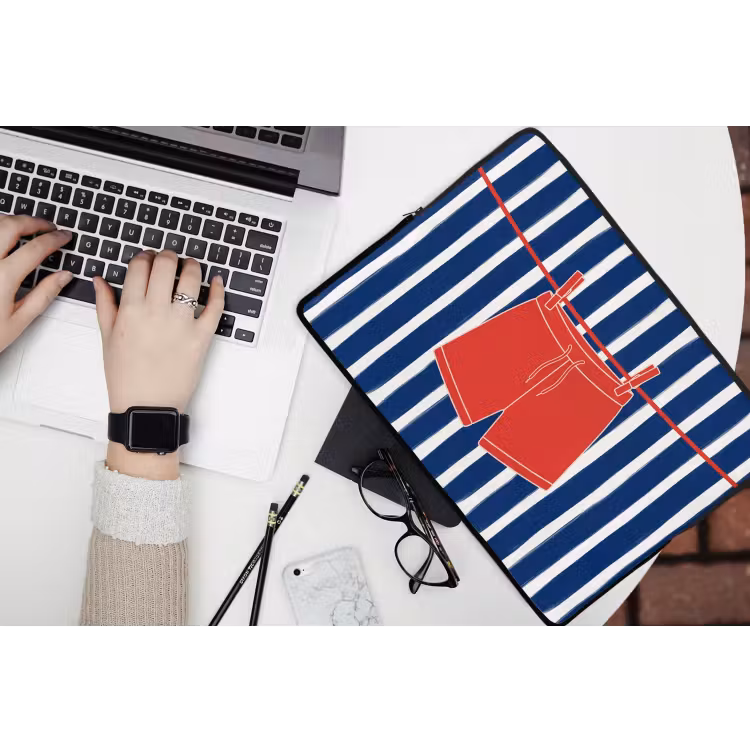 Shorts - Waslijn - Zomer - Illustratie - Rood laptophoes neopreen klein -bureau