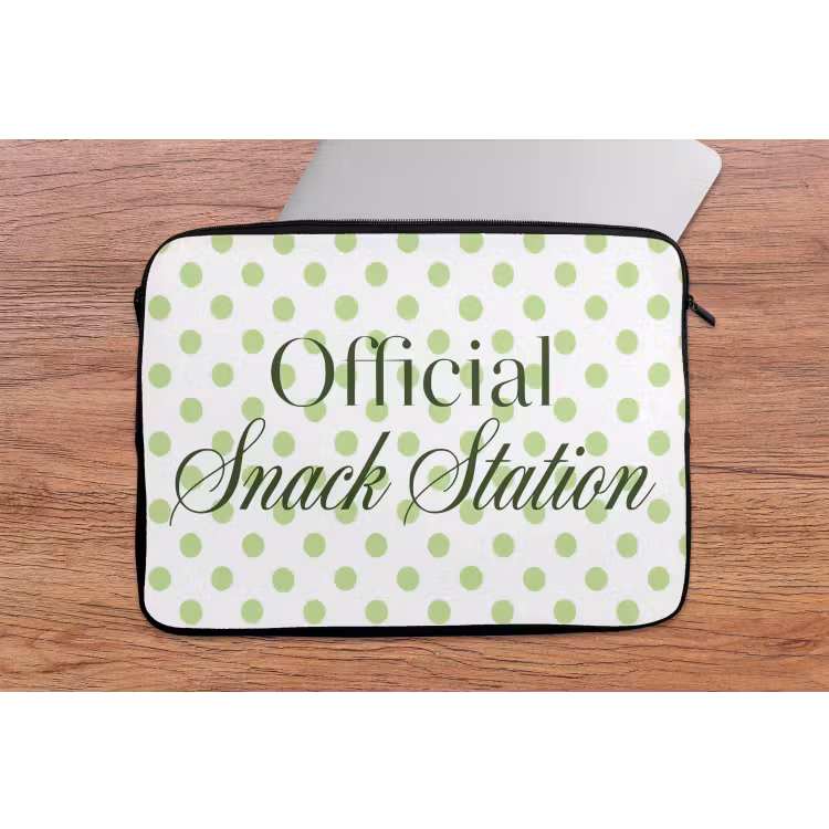 Snack Station - Groen - Stippen laptophoes neopreen klein -tafel