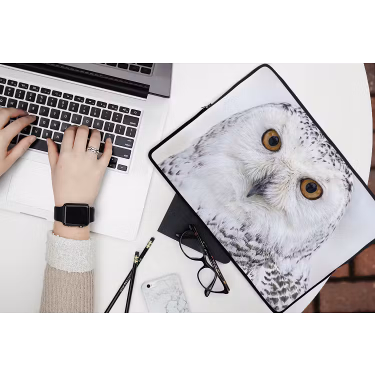 Sneeuwuil - Oog - Wildlife - Wit laptophoes neopreen klein -bureau