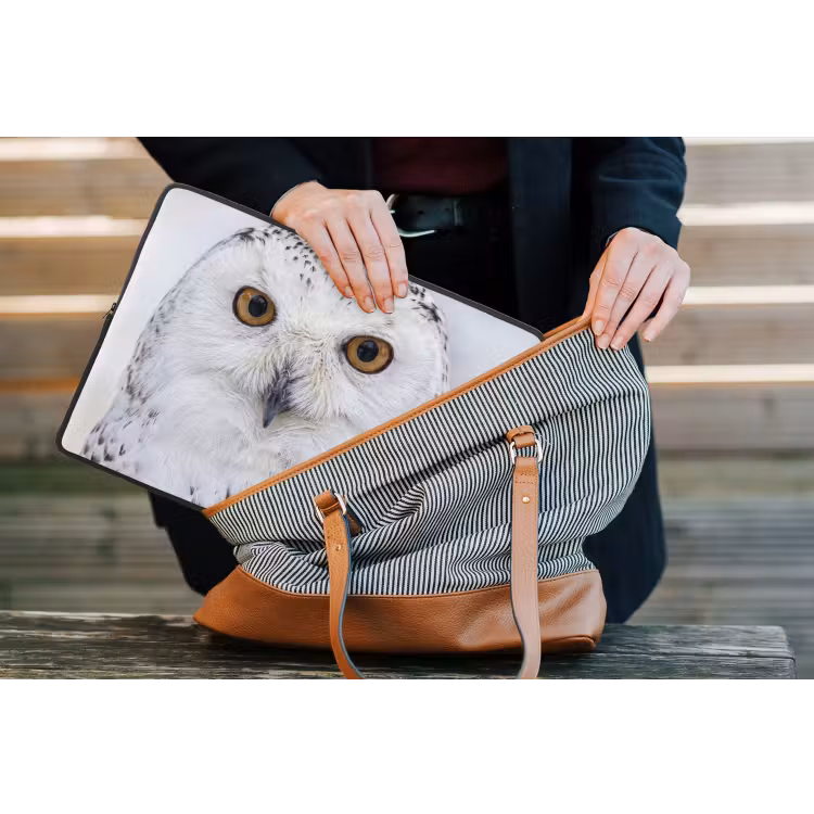 Sneeuwuil - Oog - Wildlife - Wit laptophoes neopreen klein -tas